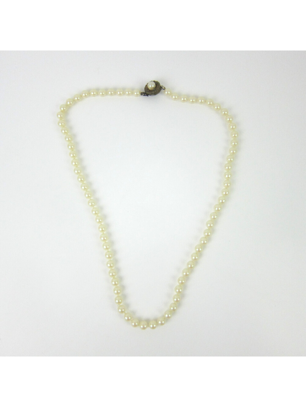 Vintage Faux Pearl Necklace 24'' Single Strand Wedding Bridal Jewel Japan 1960s
